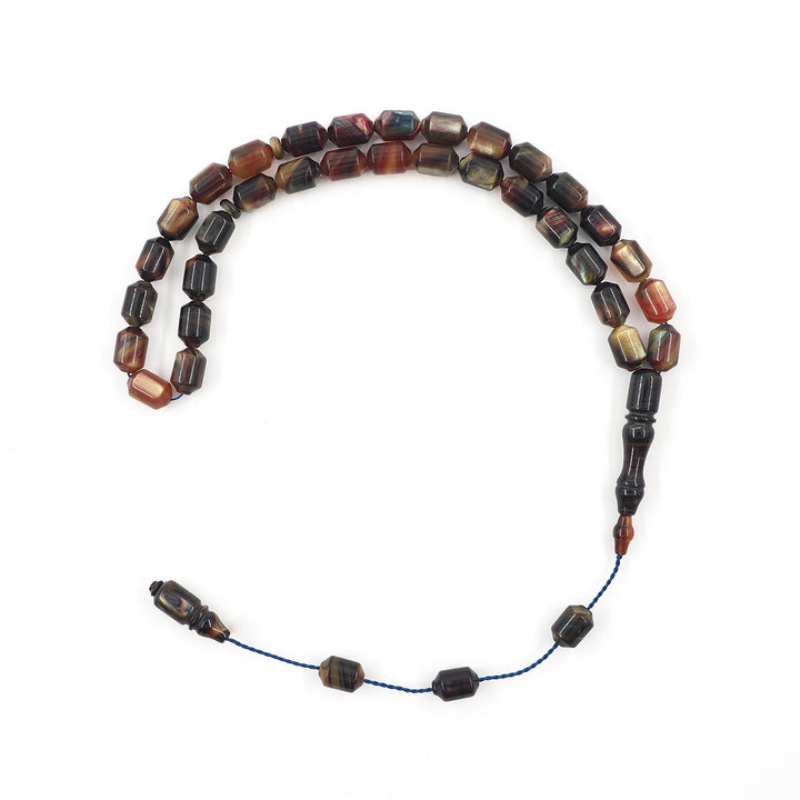 Pointed Capsule Cut Pressed Amber Tasbeeh - WATD611