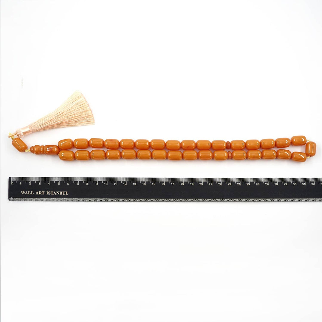 Ottoman Style Capsule Cut Pressed Amber Tasbeeh - WATD621