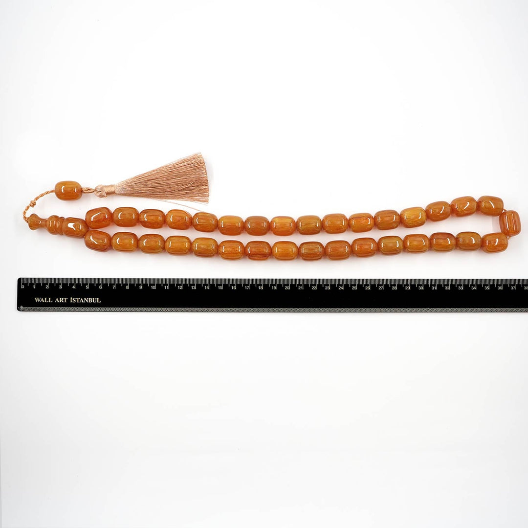 Ottoman Style Capsule Cut Pressed Amber Tasbeeh - WATD630
