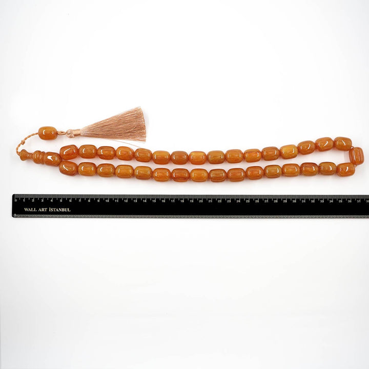 Ottoman Style Capsule Cut Pressed Amber Tasbeeh - WATD630