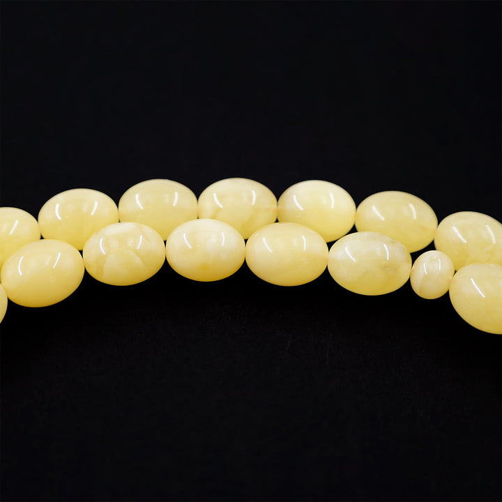 Premium Natural Baltic Amber Capsule Cut Silver Tassel Tasbeeh - WATD680