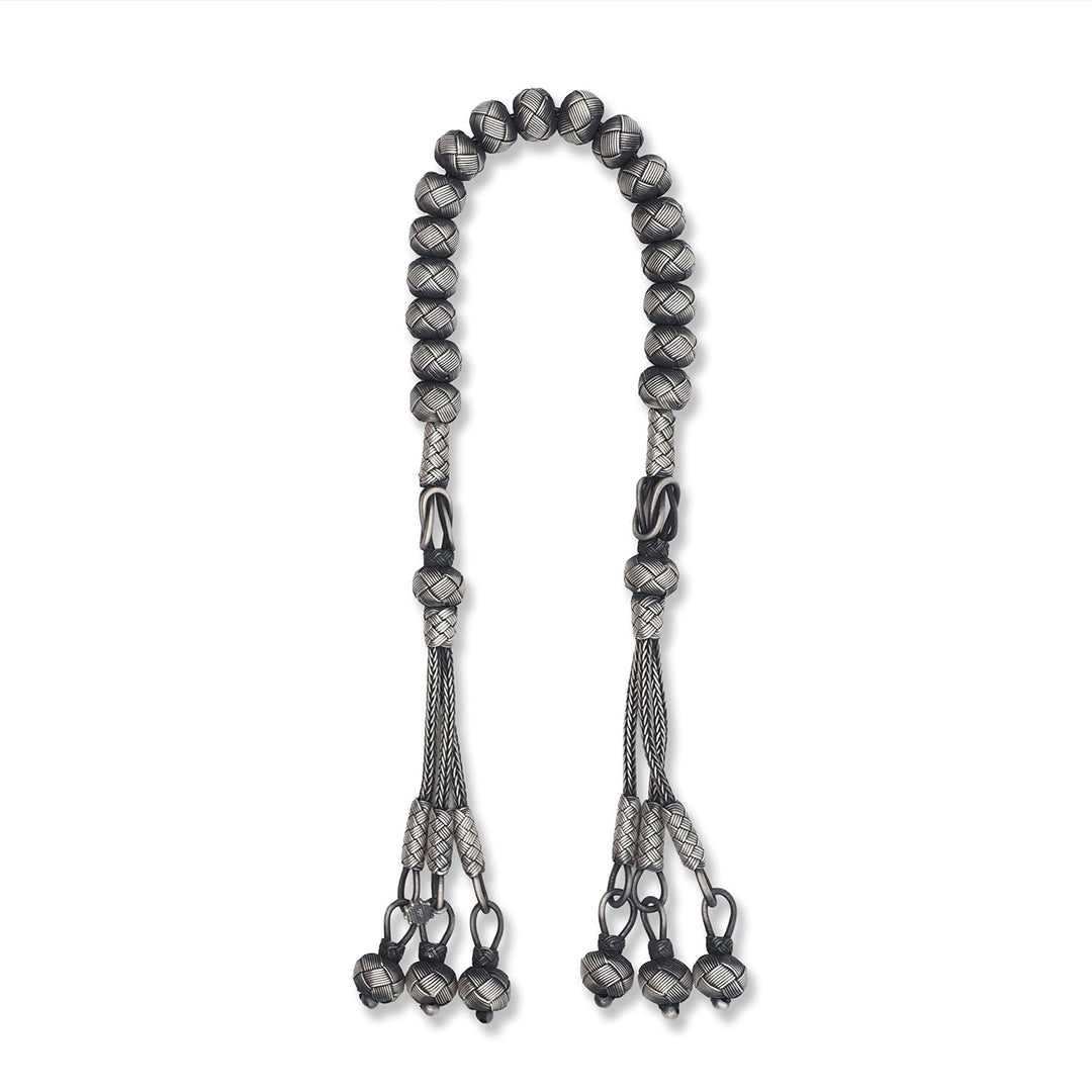 Handwoven 1000-Fineness Silver Zaza-Style Kazaziye Tasbeeh – WATD701