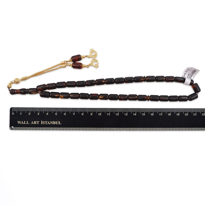 Color-Changing Capsule-Cut Lithuanian Drop Amber Tasbeeh with Double Silver Tassel – WATD739