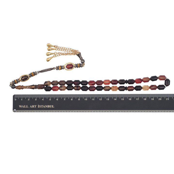 Expertly Handcrafted Multicolored Capsule-Cut Pressed Amber Tasbeeh with Alpaca Tassel – WATD757
