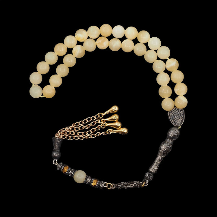 Natural Stone Drop-Style Tasbeeh with Alpaca Tassel – WATD763