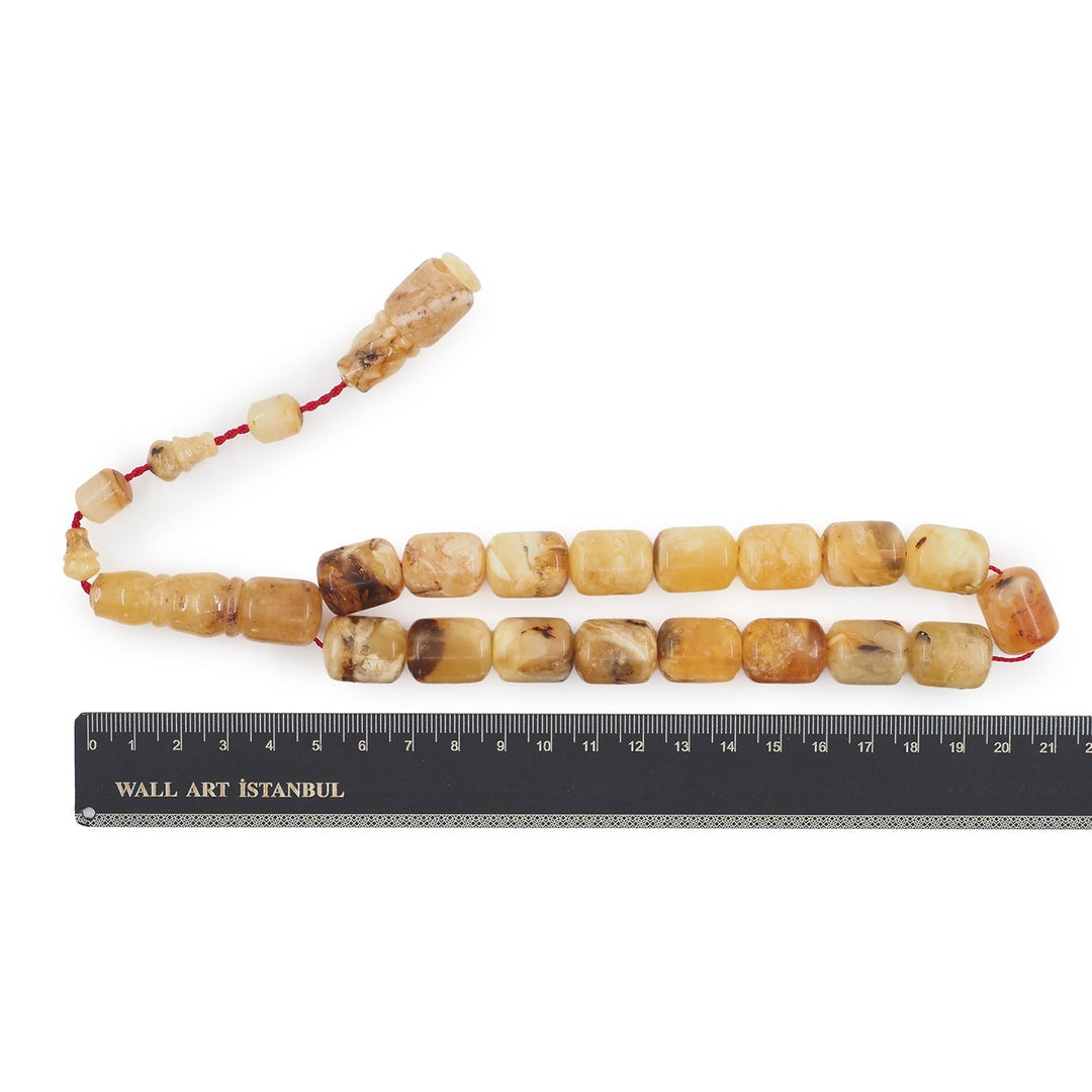 Oversized Capsule-Cut Natural Amber Tasbeeh (Large Size) - WATD832