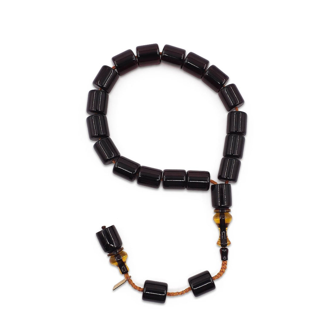 Large-Bead Faceted-Cut Fire Amber Tasbeeh with System Tassel - WATD863