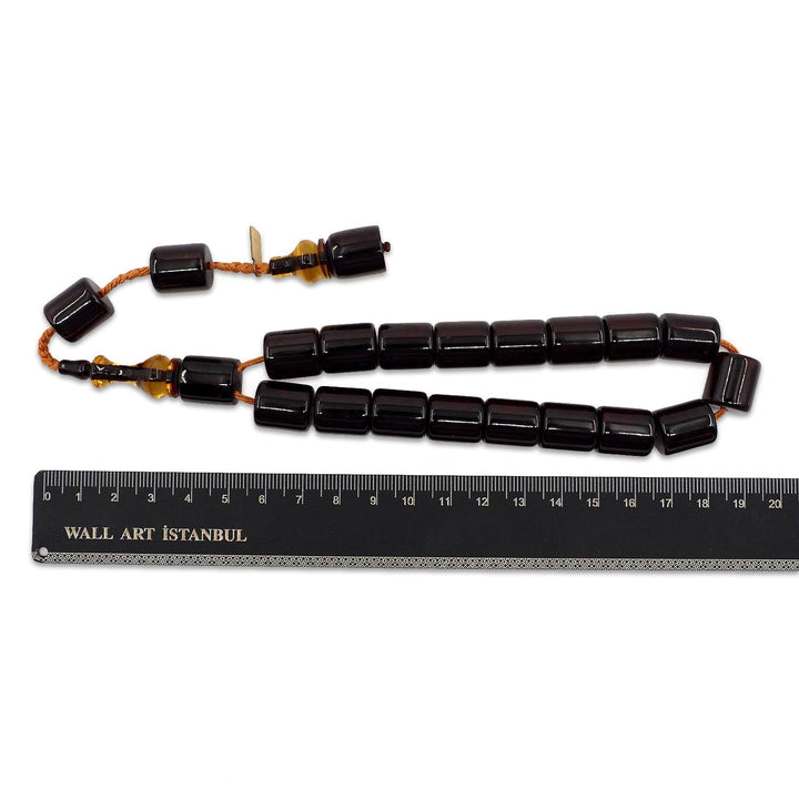 Large-Bead Faceted-Cut Fire Amber Tasbeeh with System Tassel - WATD863