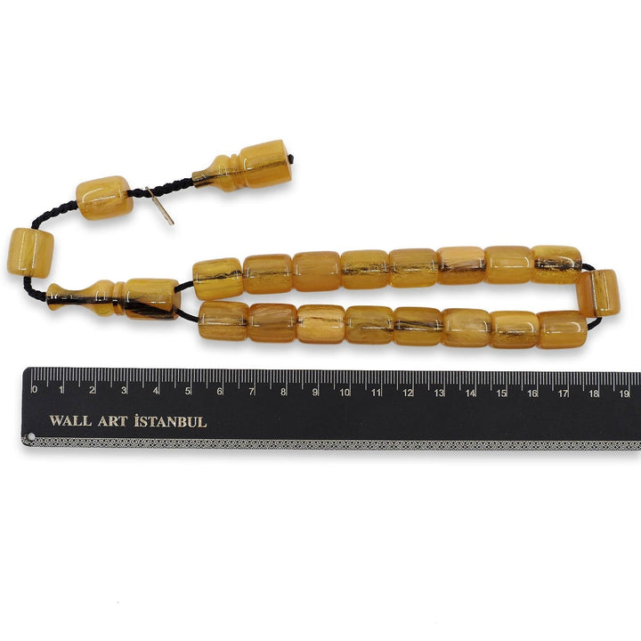 Large-Bead Faceted-Cut Fire Amber Tasbeeh with System Tassel - WATD864
