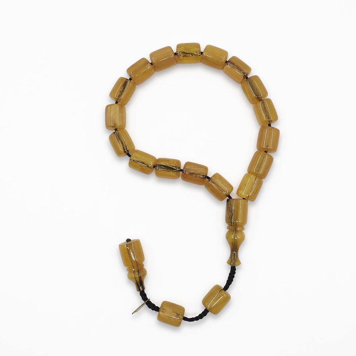 Large-Bead Faceted-Cut Fire Amber Tasbeeh with System Tassel - WATD864