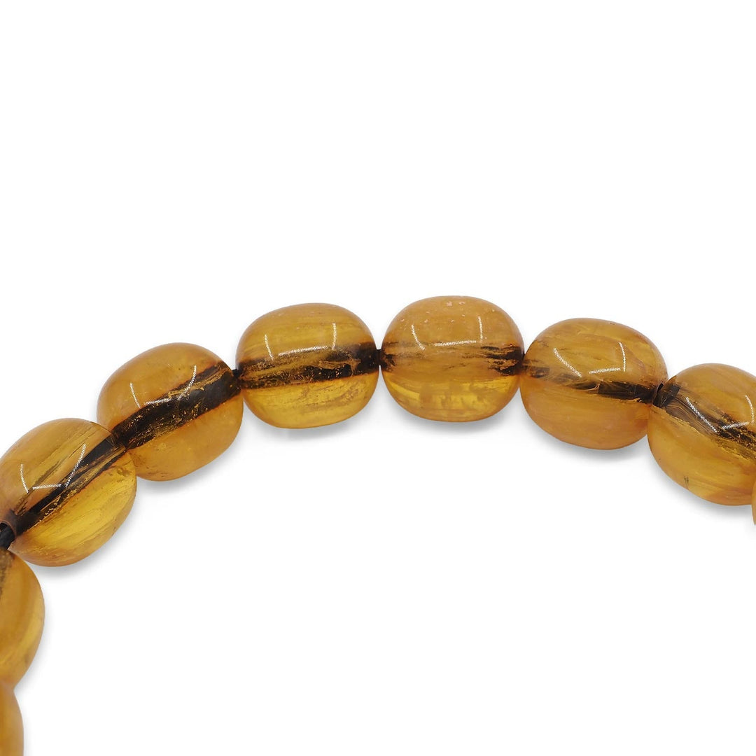 Large-Bead Faceted-Cut Fire Amber Tasbeeh with System Tassel - WATD865