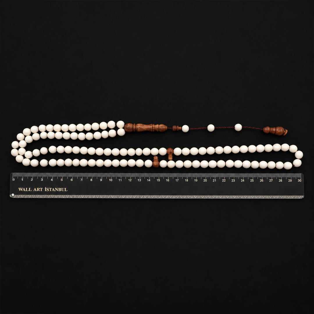 99-Bead Camel Bone Round-Cut Tasbeeh with Kuka Accents - WATD876