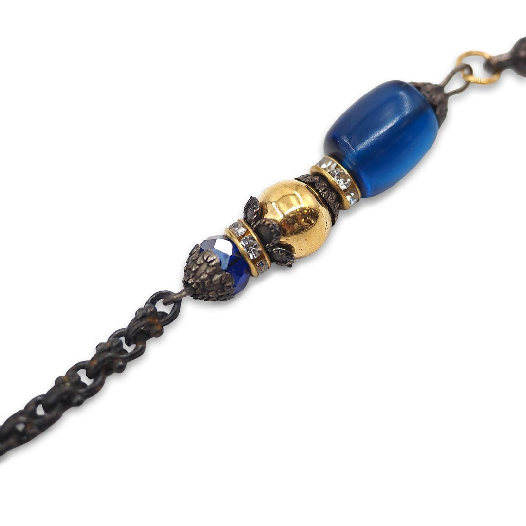 Parliament Blue Fire Amber Capsule-Cut Tasbeeh with Tassel - WATD911