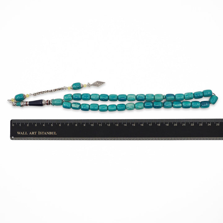 Pressed Amber Tasbeeh with Engraved Imame &amp; Special Tassel - WATD932