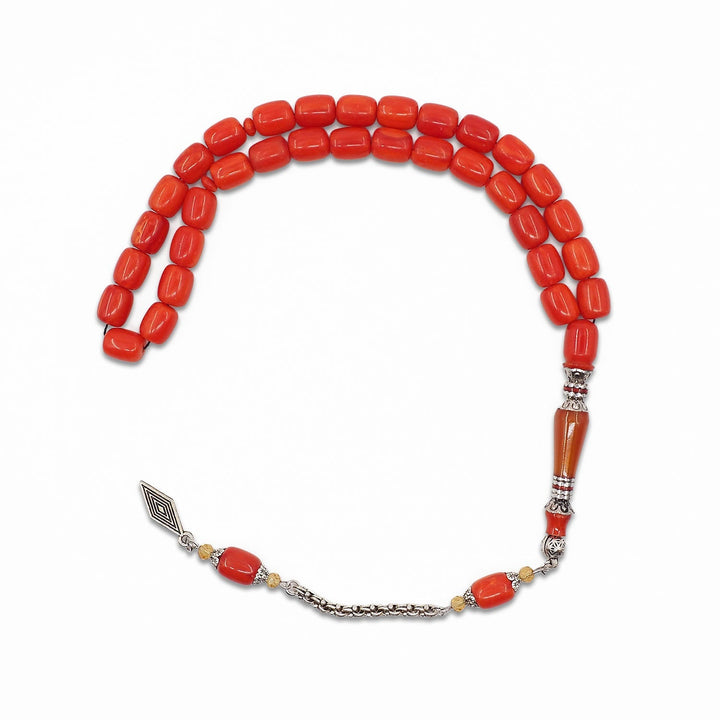 Pressed Amber Tasbeeh with Engraved Imame &amp; Special Tassel - WATD933