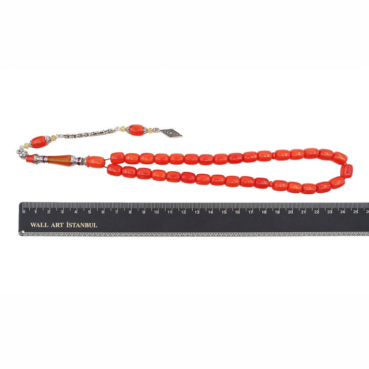 Pressed Amber Tasbeeh with Engraved Imame &amp; Special Tassel - WATD933