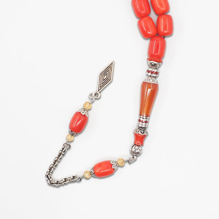 Pressed Amber Tasbeeh with Engraved Imame &amp; Special Tassel - WATD933