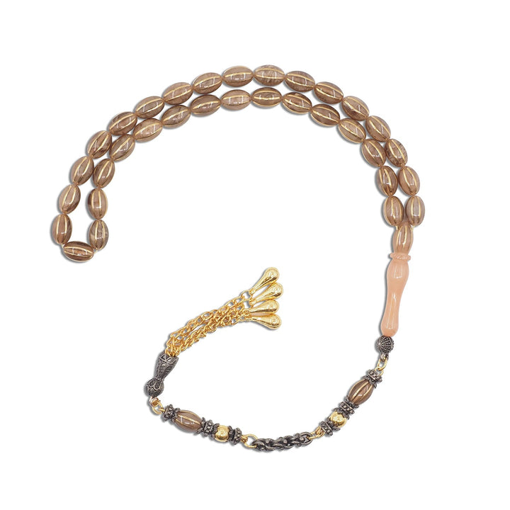 Fire Amber Tasbeeh with Split Oval-Cut Beads &amp; Special Tassel - WATD943