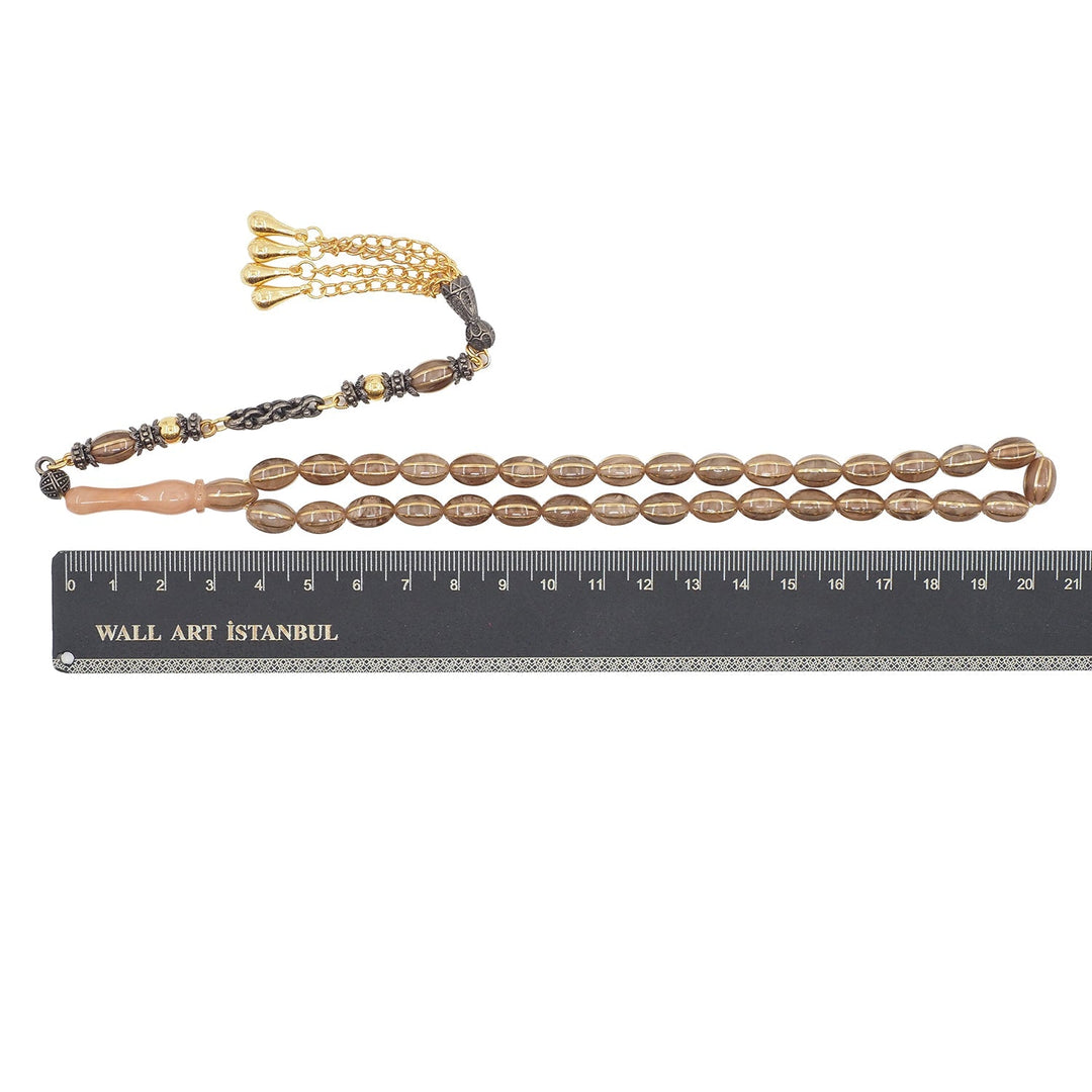 Fire Amber Tasbeeh with Split Oval-Cut Beads &amp; Special Tassel - WATD943