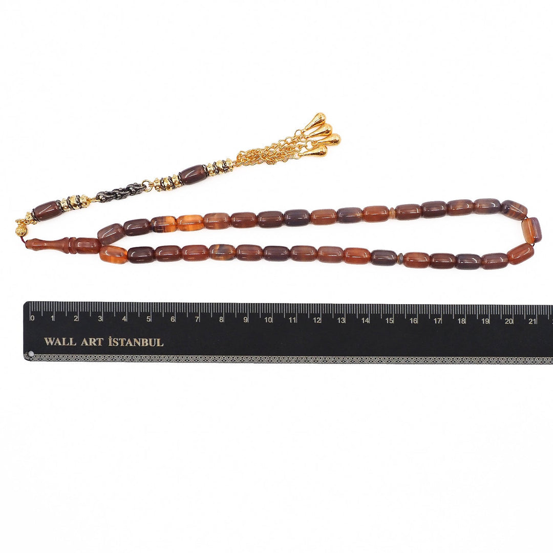 Pressed Amber Tasbeeh with Capsule-Cut Beads &amp; Tassel - WATD947
