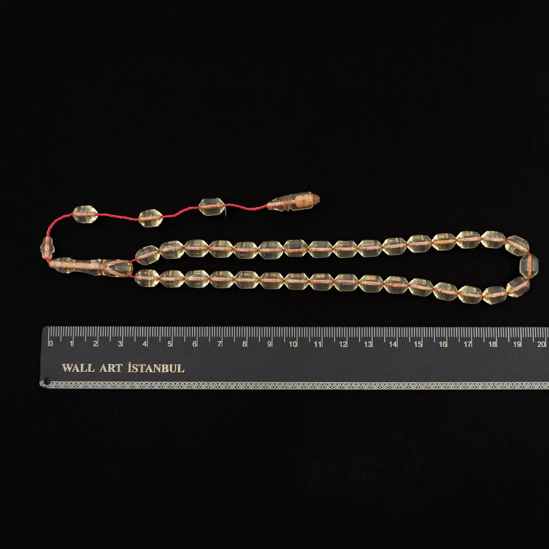 Fire Amber Tasbeeh with Pointed Capsule-Cut Beads - WATD949