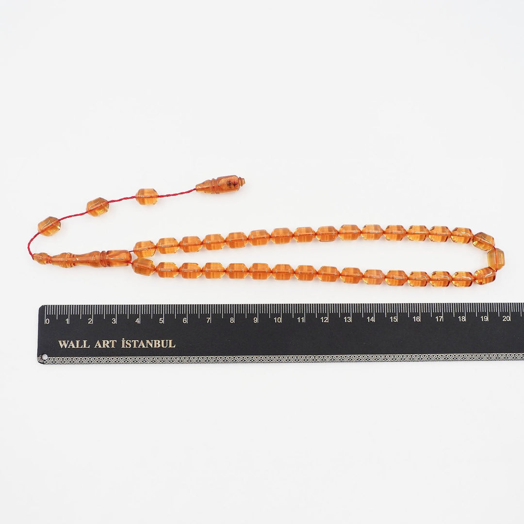 Fire Amber Tasbeeh with Pointed Capsule-Cut Beads - WATD951
