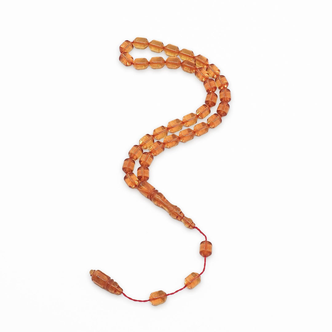 Fire Amber Tasbeeh with Pointed Capsule-Cut Beads - WATD951