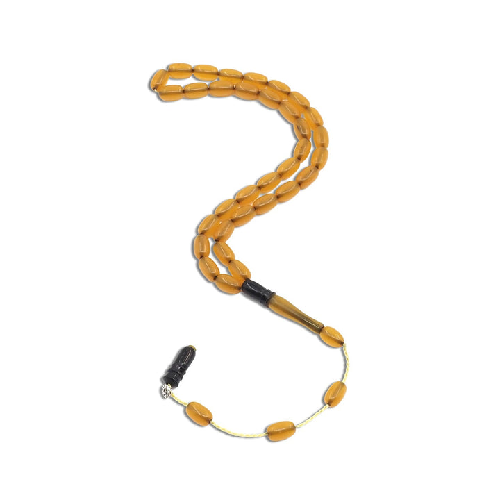 System Tassel Glittered Pressed Amber Tasbeeh - WATD955