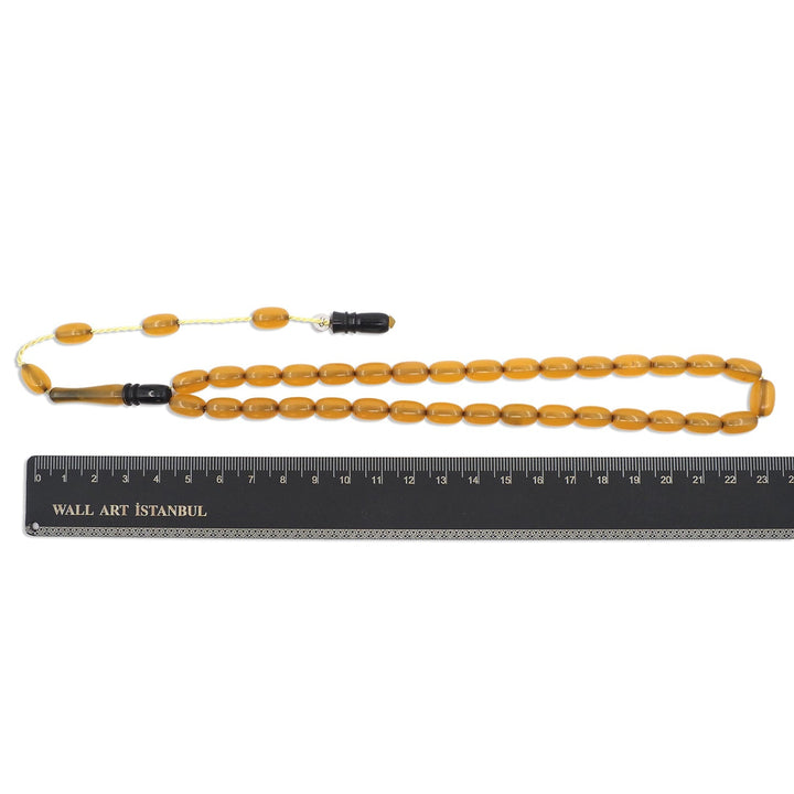 System Tassel Glittered Pressed Amber Tasbeeh - WATD955