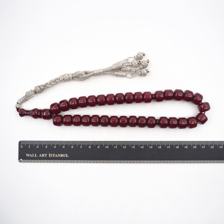 Wind Rose Pressed Amber Tasbeeh with Kazaz Tassel - WATD970