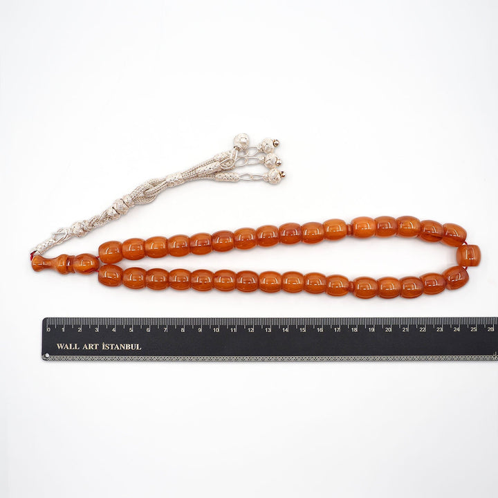 Wind Rose Pressed Amber Tasbeeh with Kazaz Tassel - WATD971