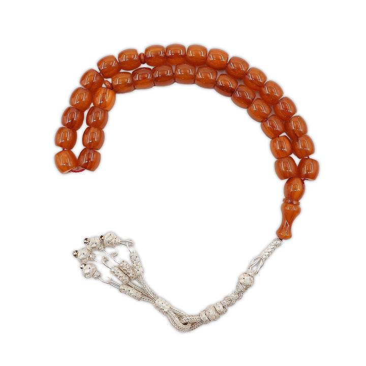 Wind Rose Pressed Amber Tasbeeh with Kazaz Tassel - WATD971