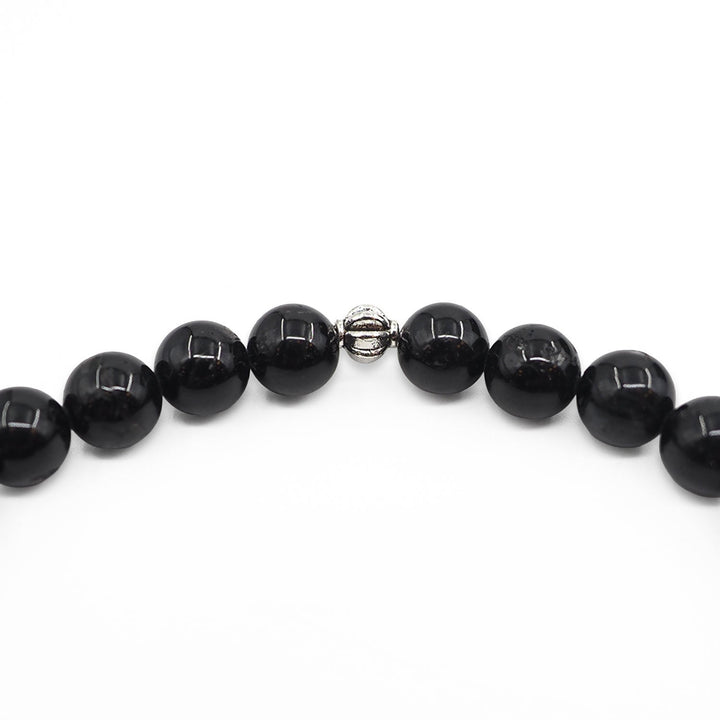 Natural Black Tourmaline Stone Sphere-Cut Tasbeeh - WATD997