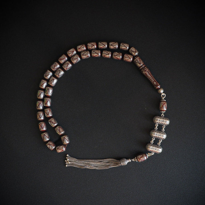 Limited Edition - Kuka Tasbeeh with Pure 1000 Silver Detailing - WATE058
