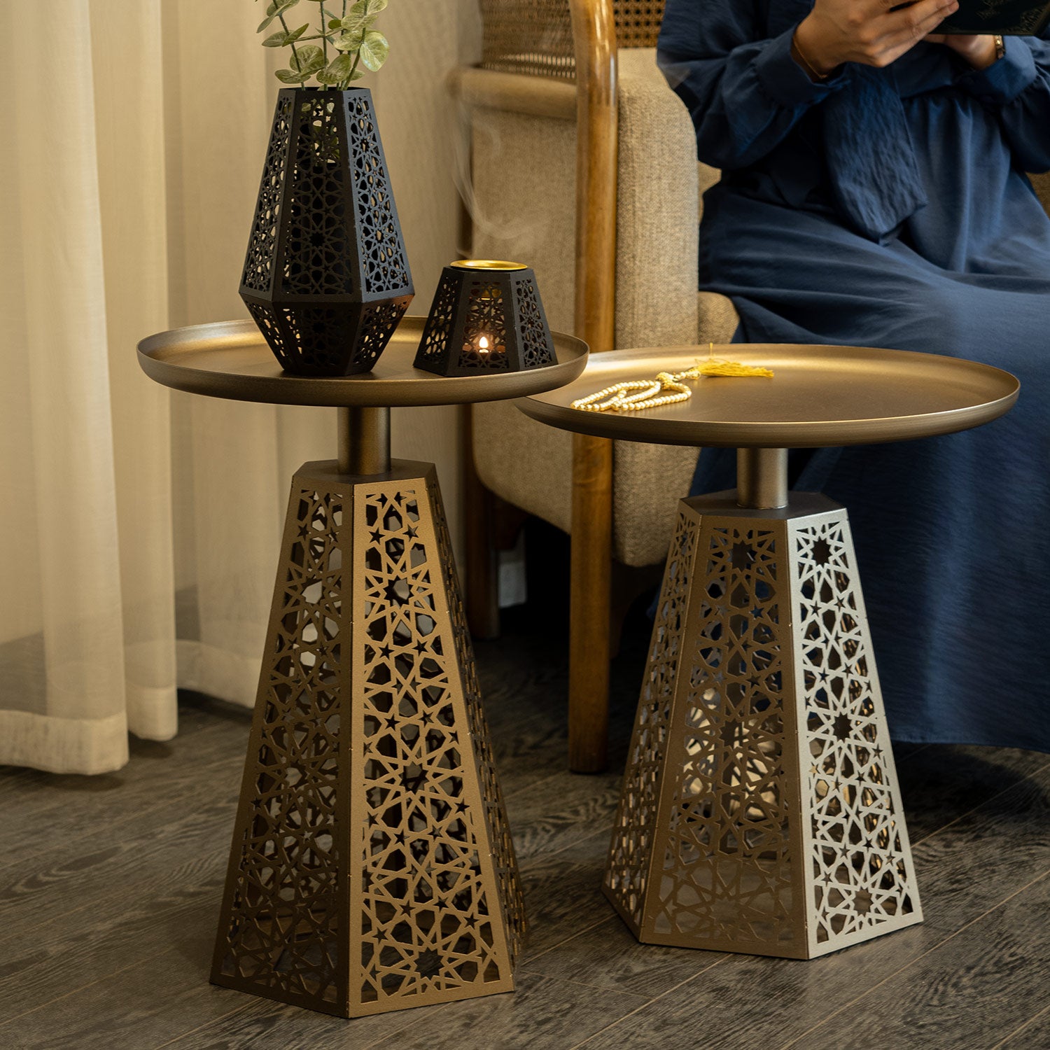 Arabic Side Table Berlian Metal Islamic Side Table Set of 2 - WAMZ005 – Wall Art Istanbul