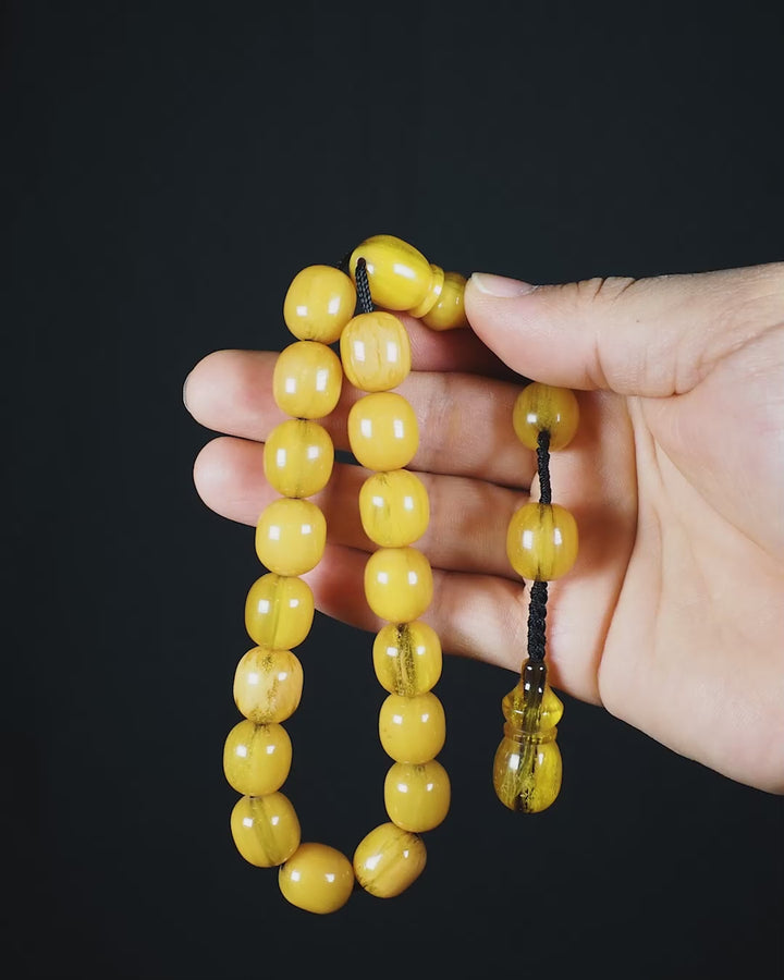 Large-Bead Faceted-Cut Fire Amber Tasbeeh with System Tassel - WATD865