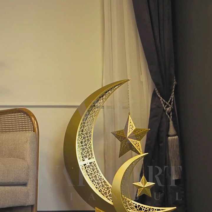 3D Metal Crescent Moon Islamic Decor - WAMH110