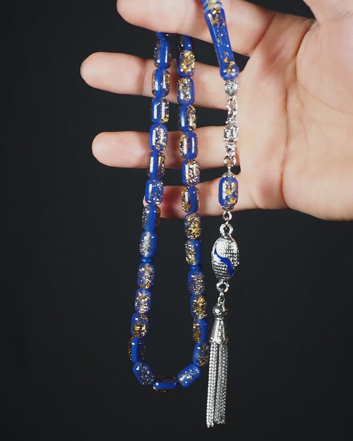 Gold-Leafed Plexiglass Capsule-Cut Tasbeeh with Tassel - WATD985