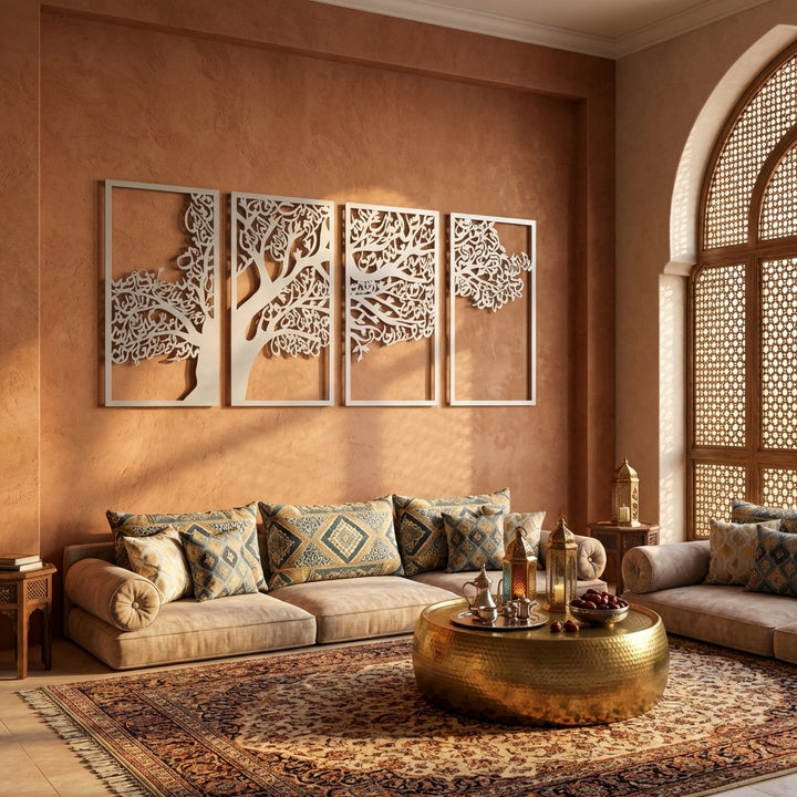 Metal Tree of Surahs (4 Quls) Islamic Wall Art Set of 4 - WAM229