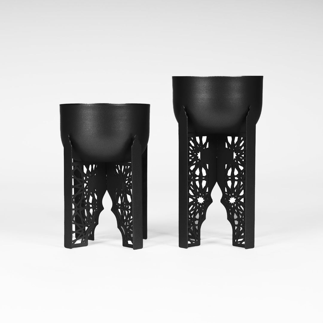 Emas Metal Planter Set of 2 with Islamic Patterns - WAMH160