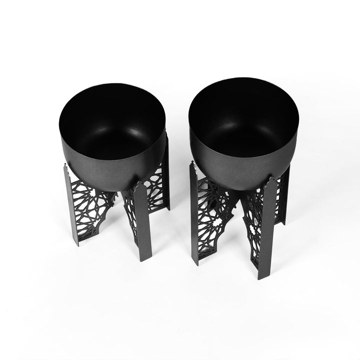 Emas Metal Planter Set of 2 with Islamic Patterns - WAMH160