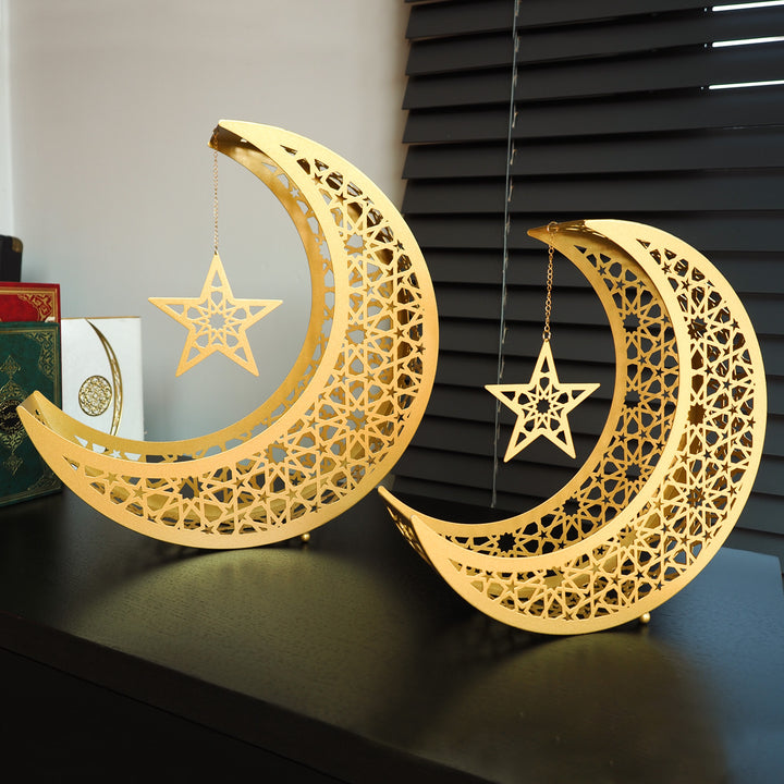 Crescent Moon Metal Islamic Decor Set of 2 - WAMH106