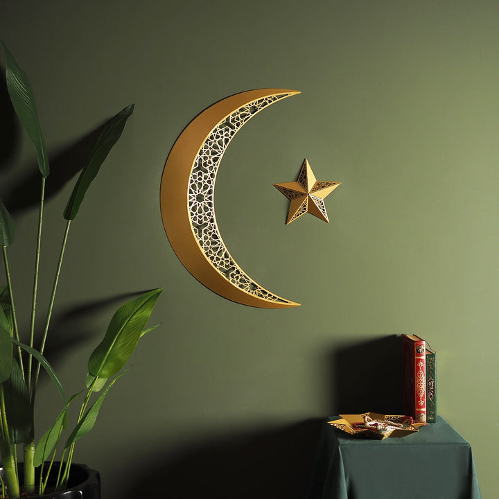 3D Metal Crescent and Star Wall Art - WAM208