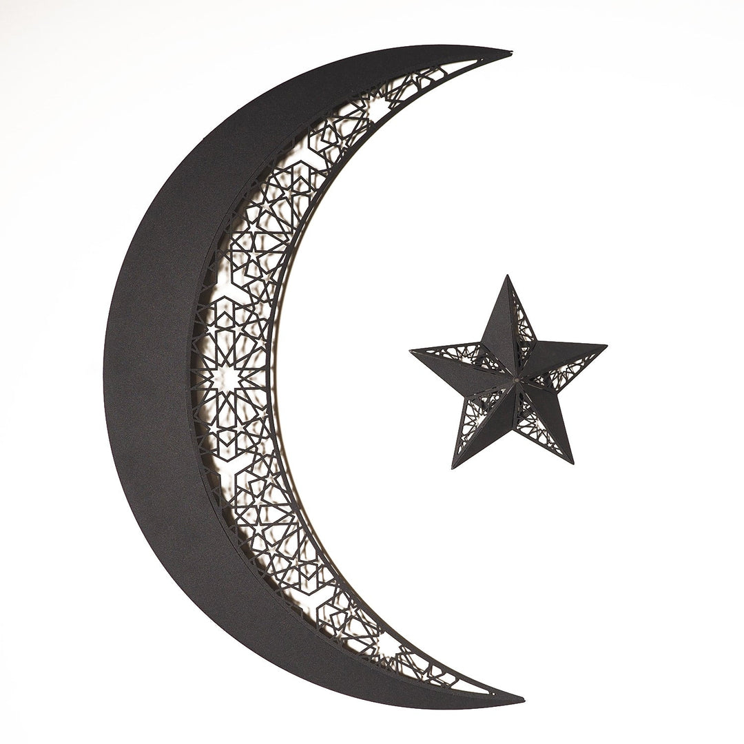 3D Metal Crescent and Star Wall Art - WAM208