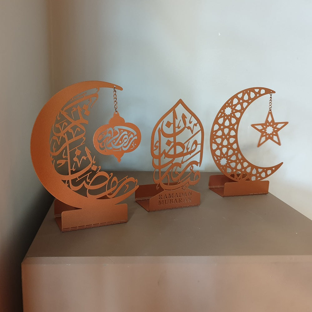 Ramadan Mubarak Set of 3 Metal Candle Holder - WAMH099